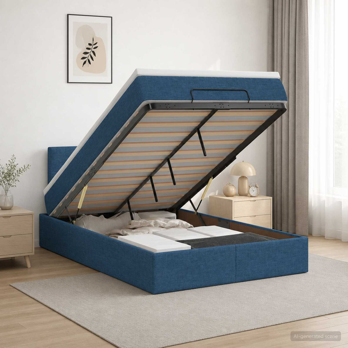 Krevet od pjene s madracem i LED-om Plava 120 x 190 cm Tkanina