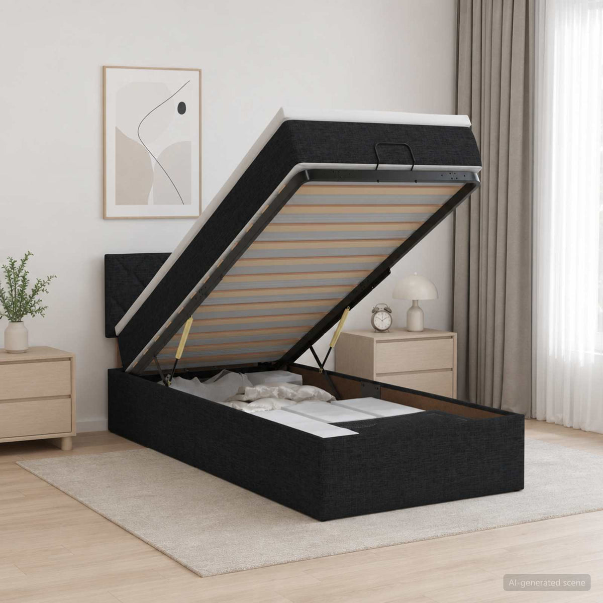 Krevet od pjene s madracem i LED-om Crna 80 x 200 cm Tkanina