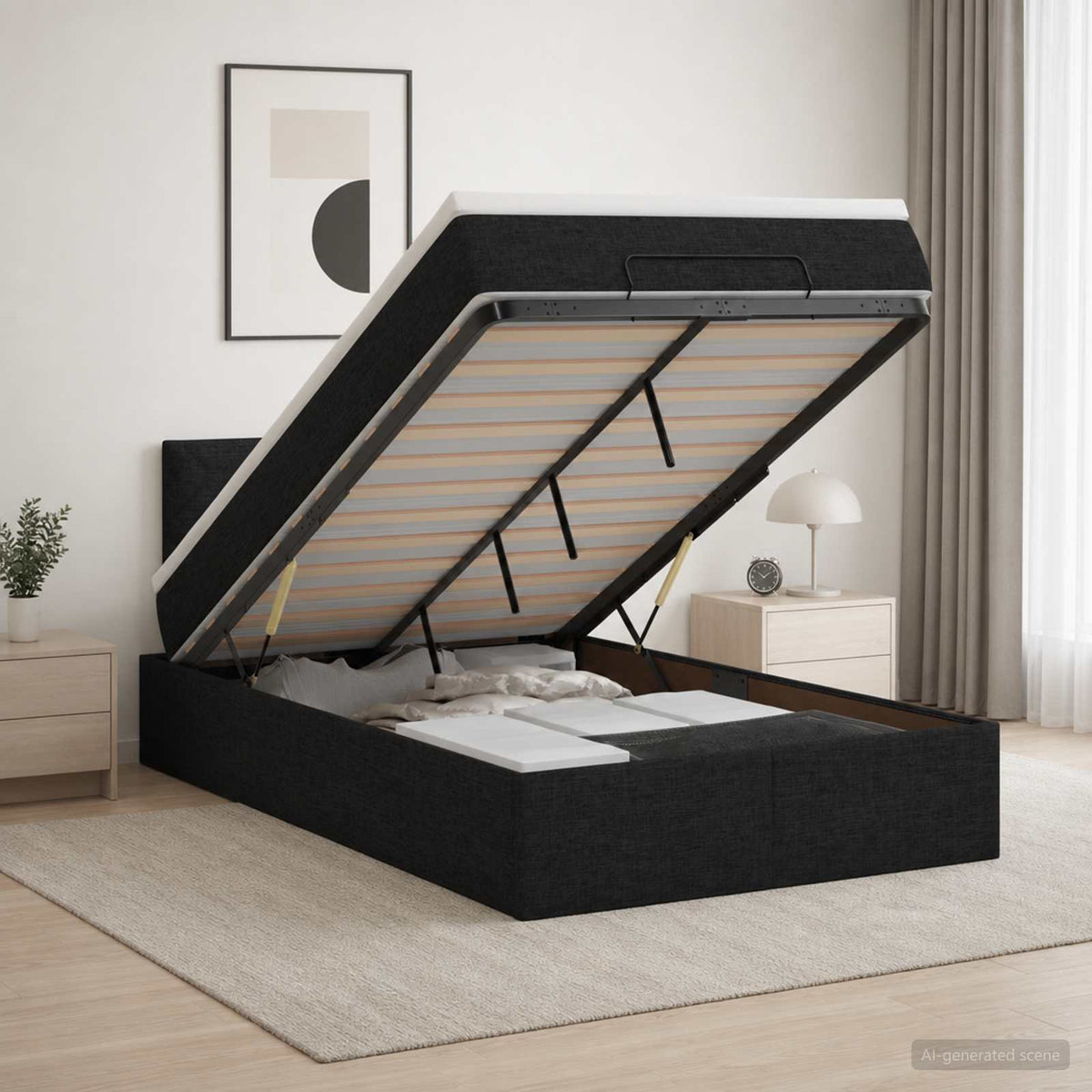 Krevet od pjene s madracem i LED-om Crna 120 x 200 cm Tkanina