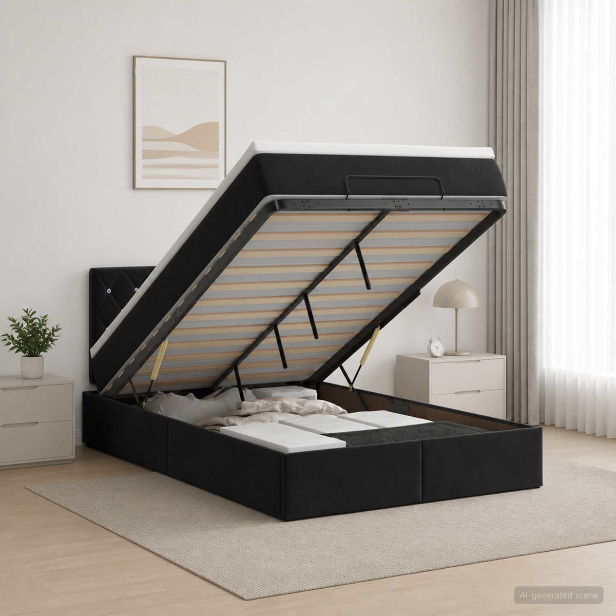 Krevet od pjene s madracem i LED-om Crna 120 x 200 cm Baršun