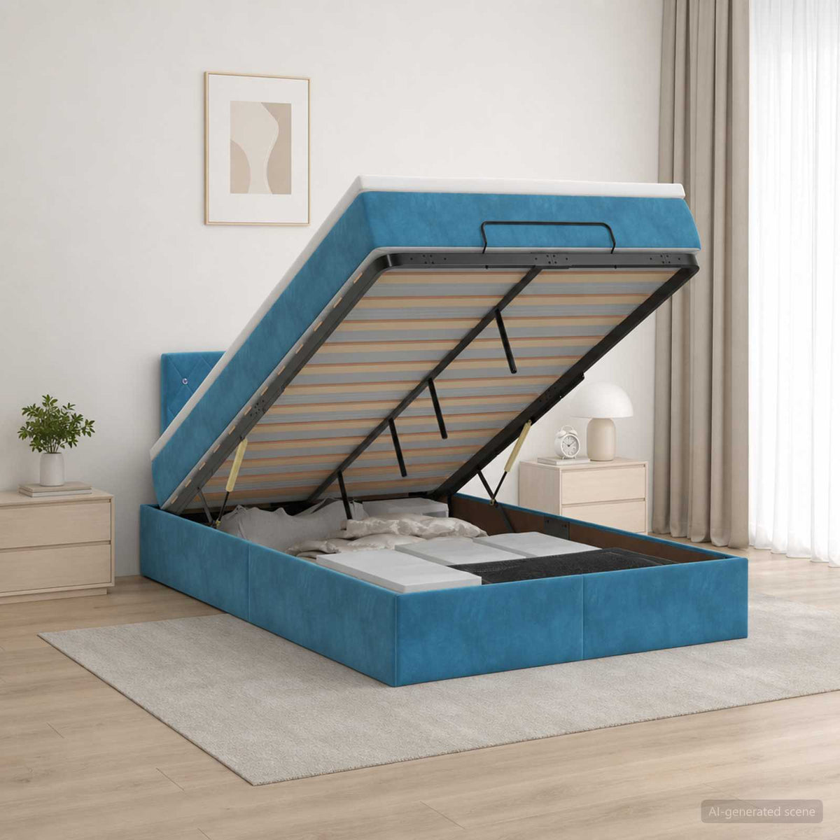 Krevet od pjene s madracem i LED-om Tamno plava 120 x 190 cm