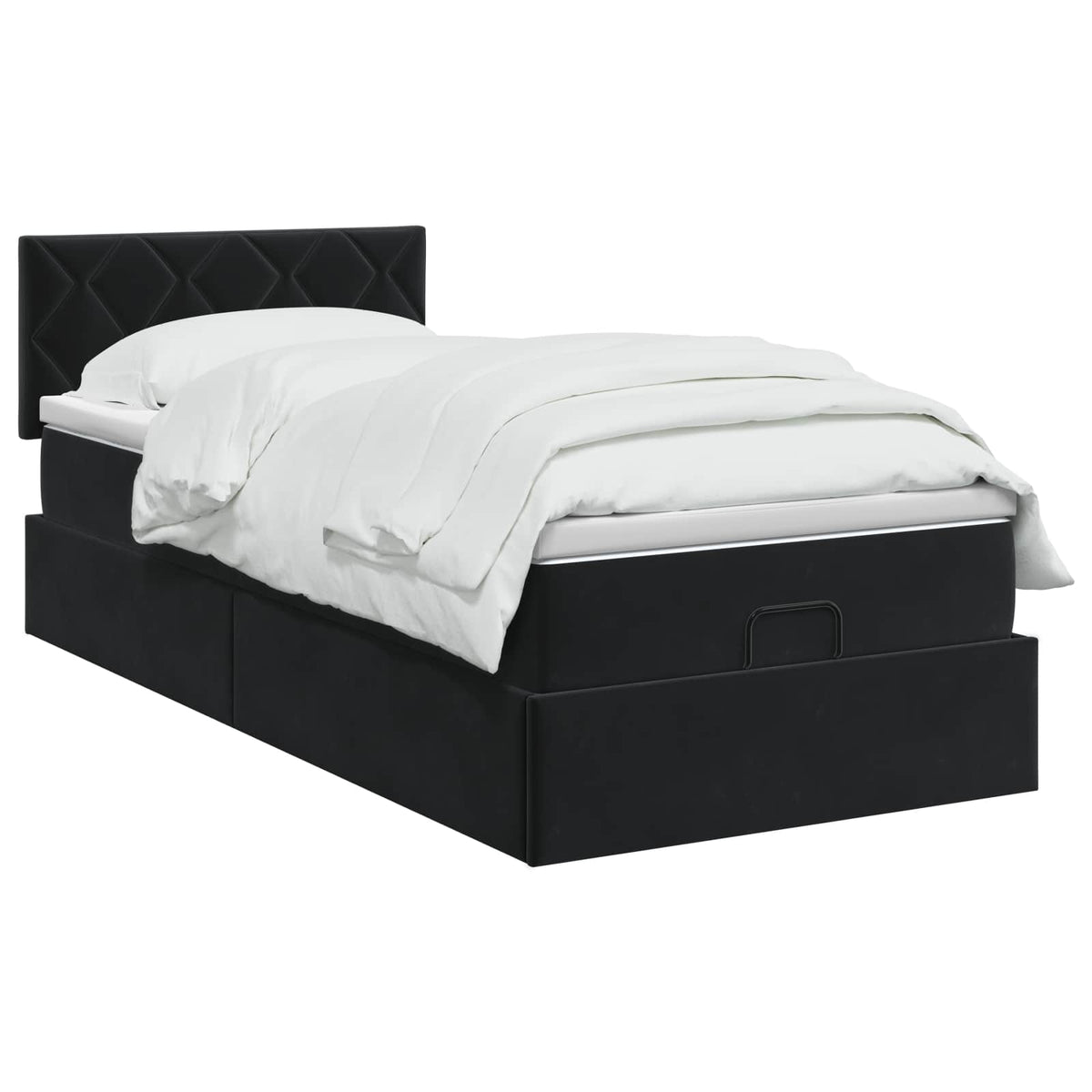 Podesivi krevet s madracem s uzglavljem Crna 80 x 200 cm Baršun
