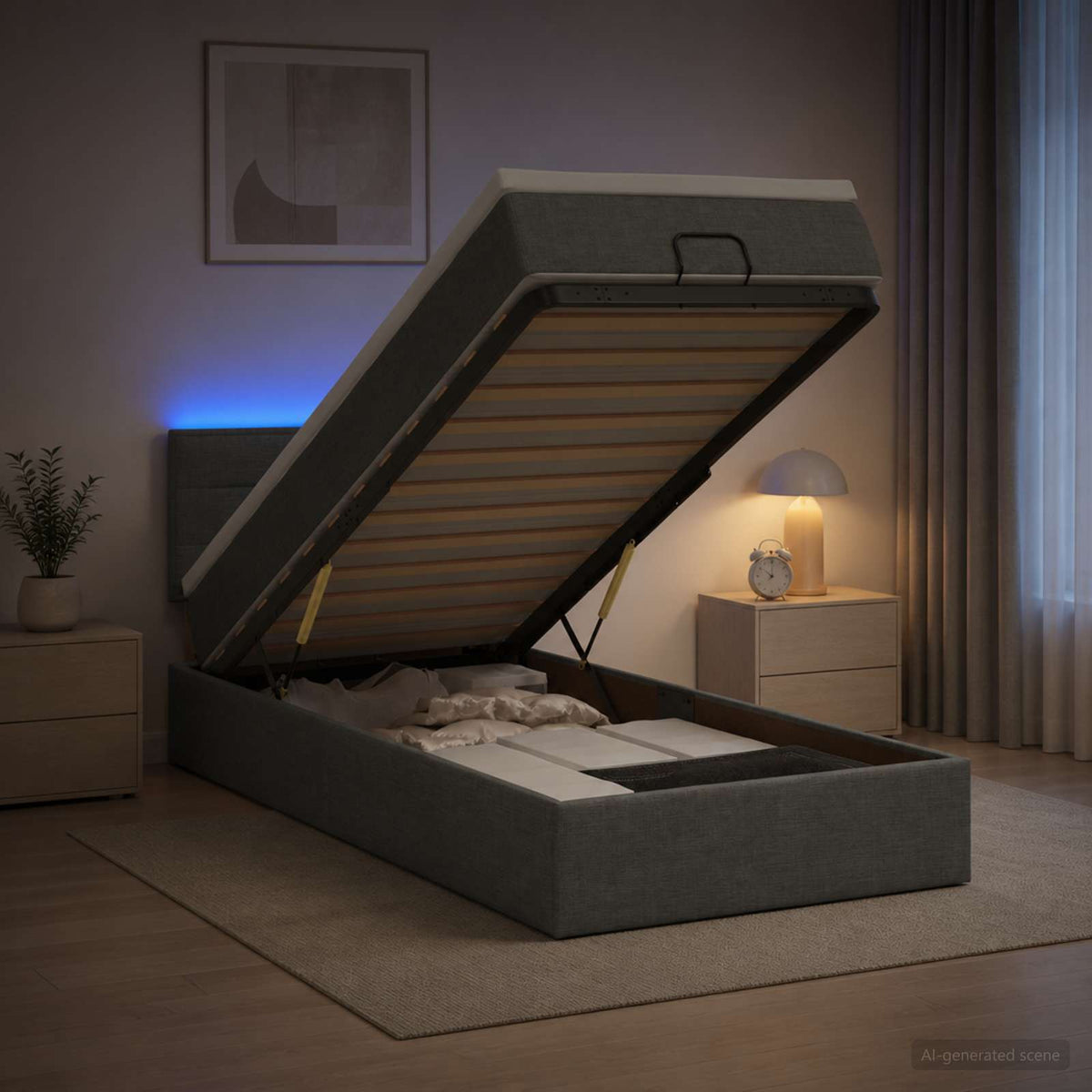Krevet od pjene s madracem i LED-om Tamnosiva 100 x 200 cm