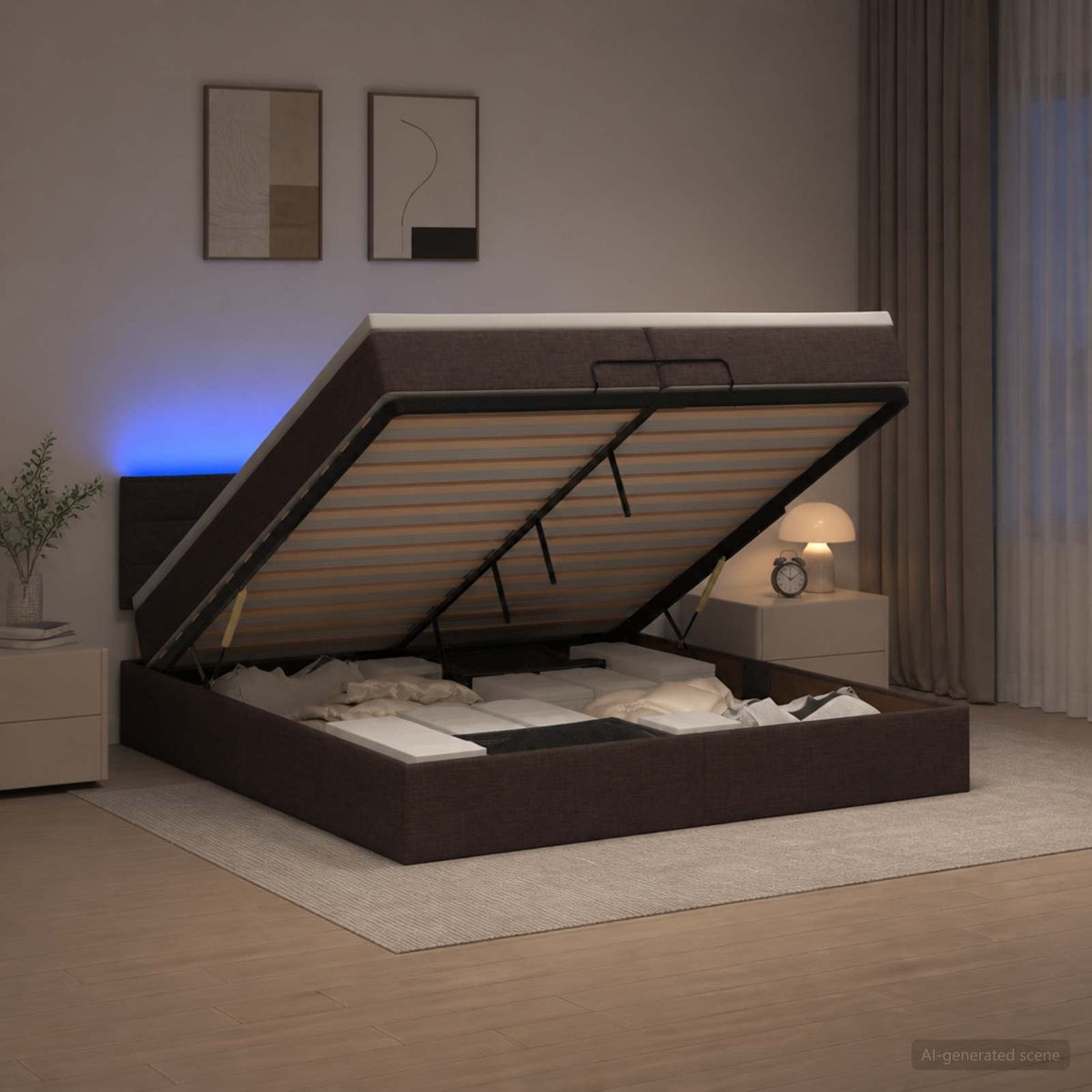 Krevet od pjene s madracem i LED-om Tamno smeđa 200 x 200 cm