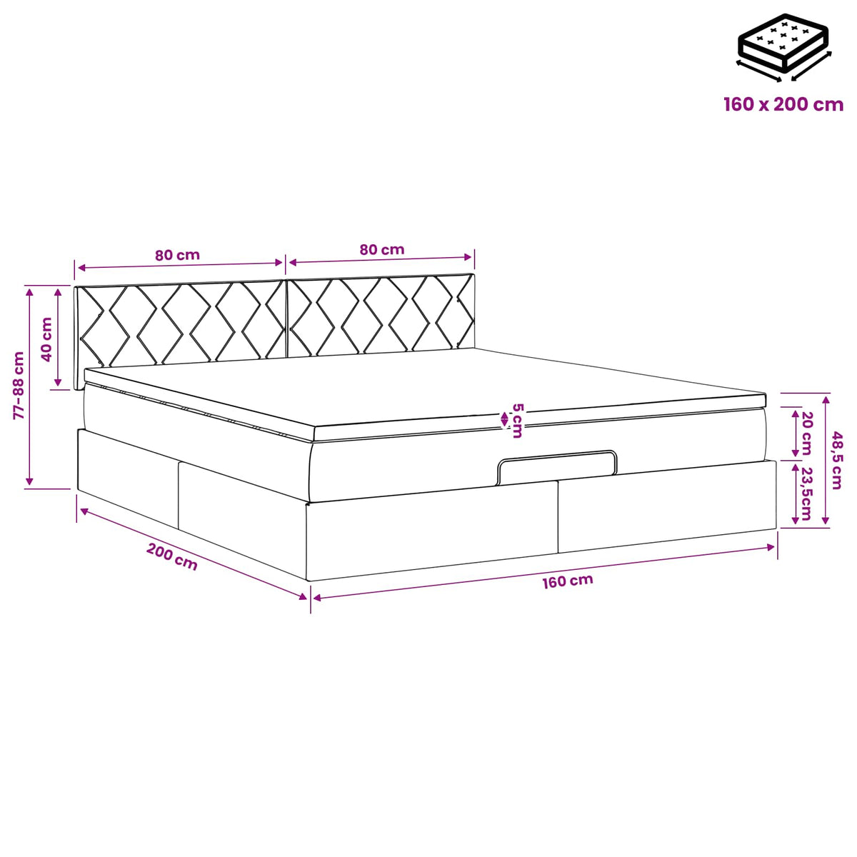 Krevet od pjene s madracem i LED-om Svjetlosiva 160 x 200 cm