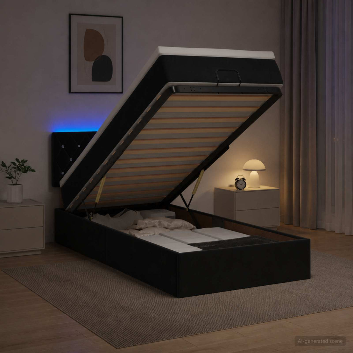 Krevet od pjene s madracem i LED-om Crna 80 x 200 cm Baršun