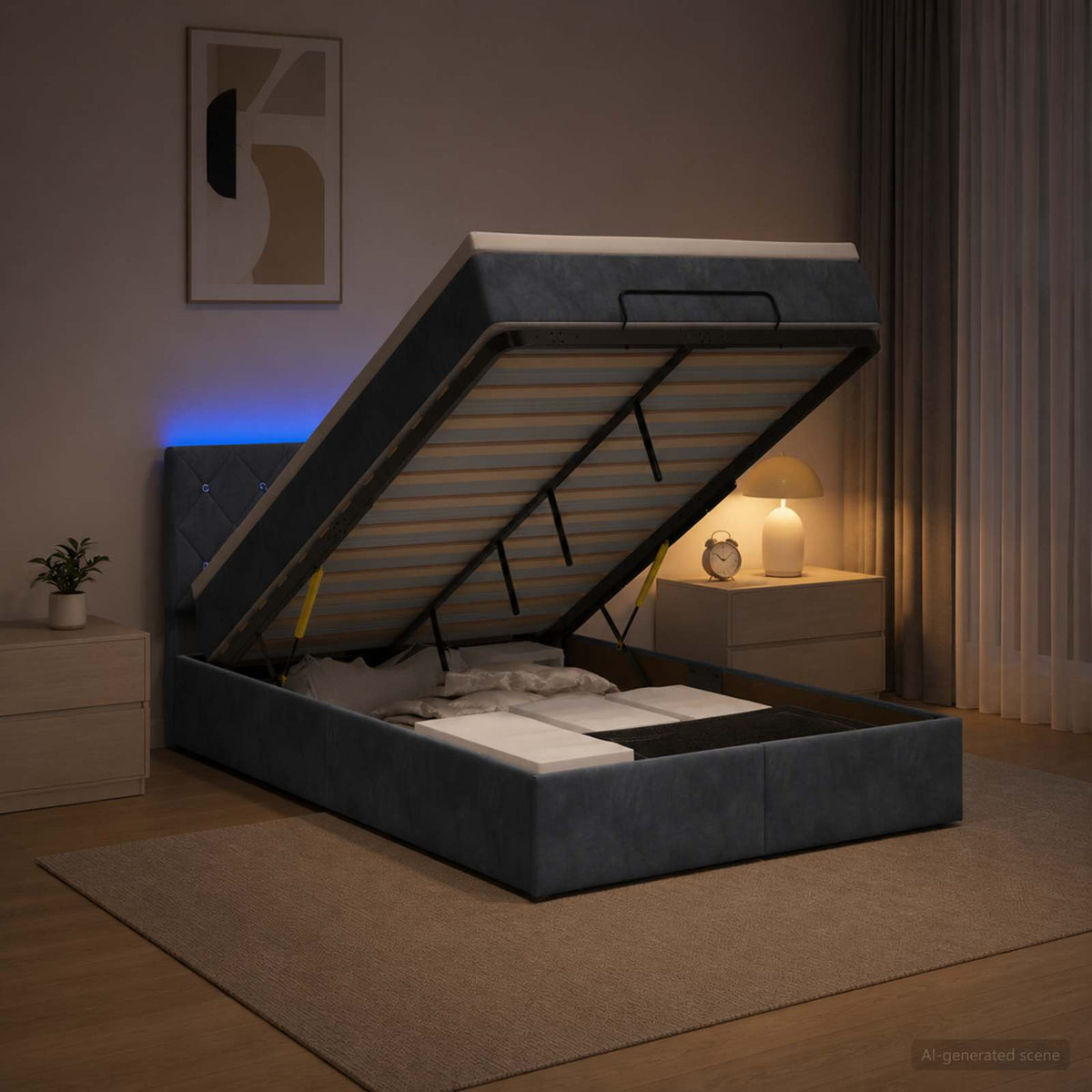 Krevet od pjene s madracem i LED-om Tamnosiva 120 x 190 cm