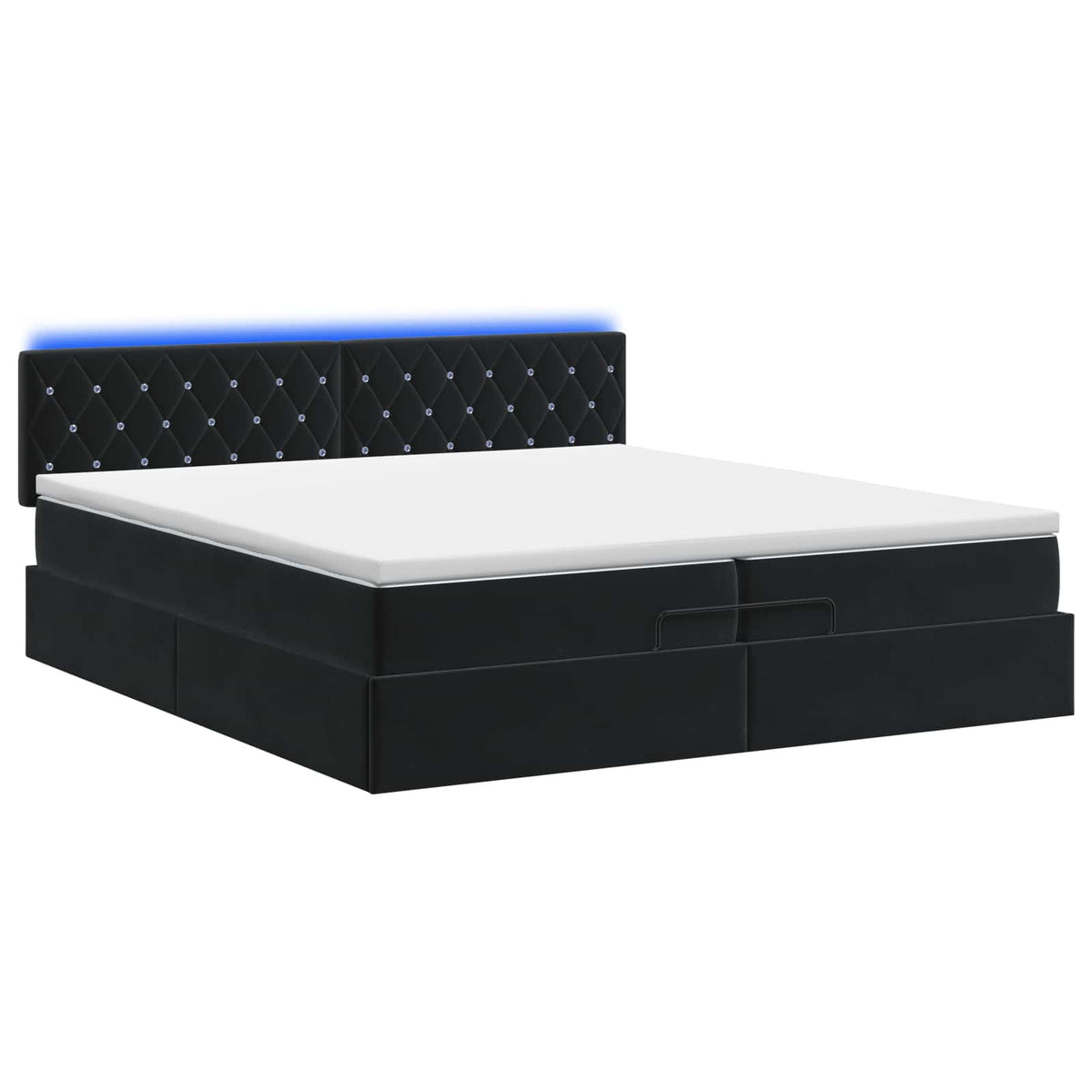 Krevet od pjene s madracem i LED-om Crna 200 x 200 cm Baršun