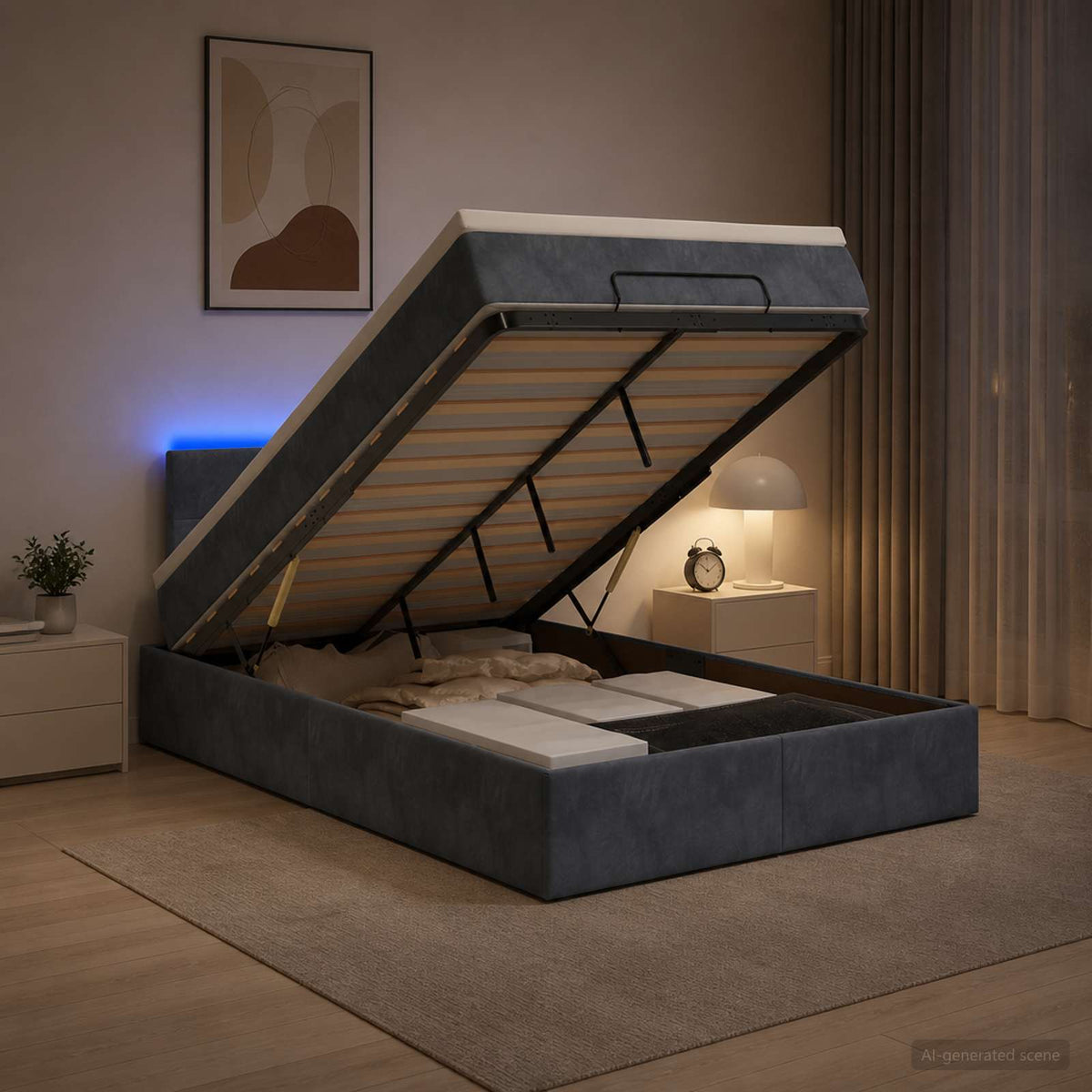 Krevet od pjene s madracem i LED-om Tamnosiva 120 x 190 cm
