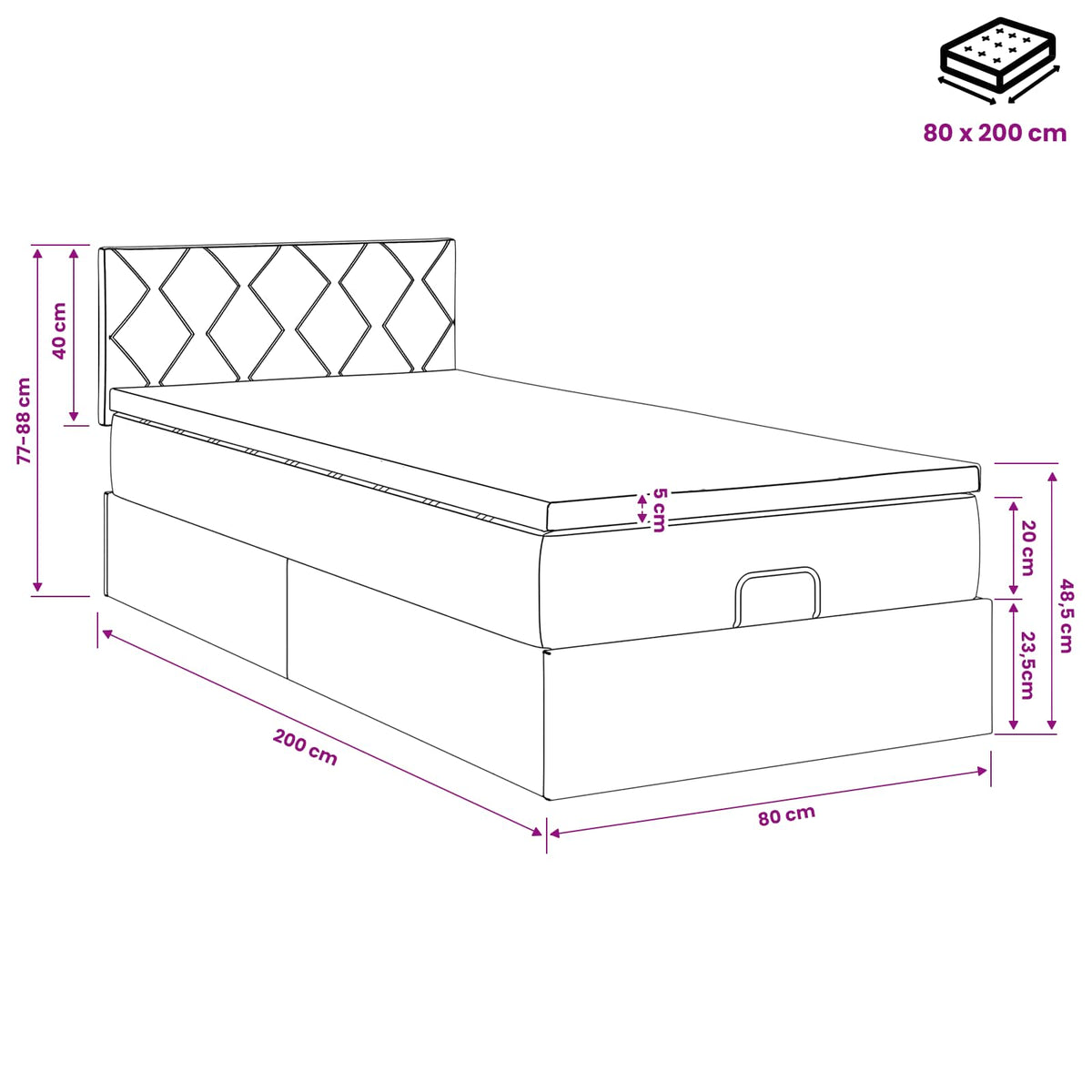 Krevet od pjene s madracem i LED-om Svjetlosiva 80 x 200 cm