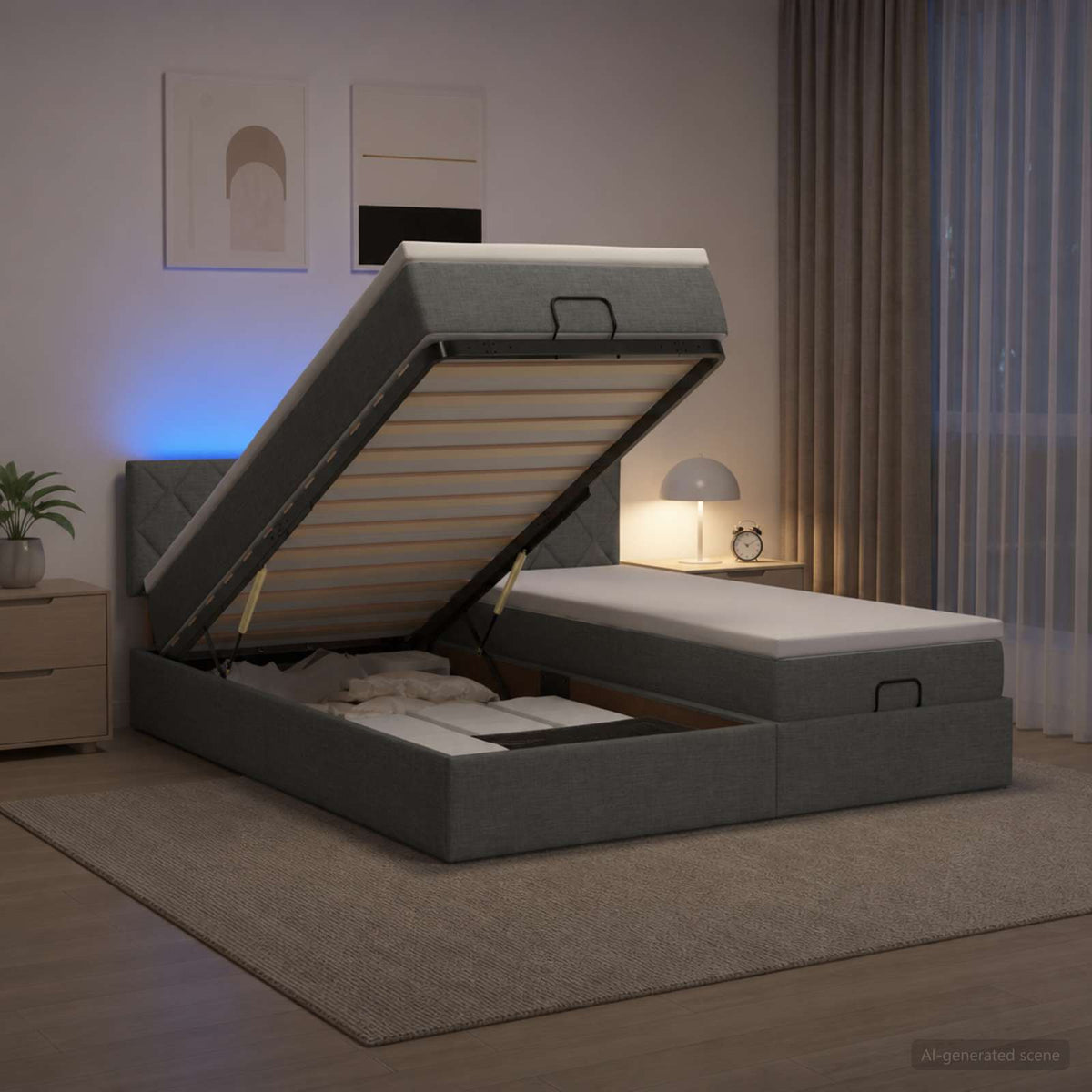 Krevet od pjene s madracem i LED-om Tamnosiva 180 x 200 cm