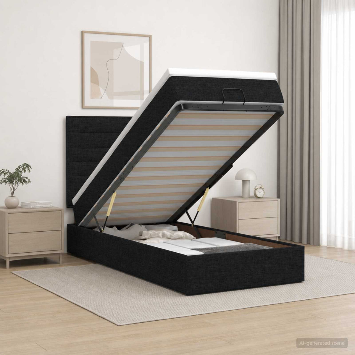 Krevet od pjene s madracem i LED-om Crna 80 x 200 cm Tkanina