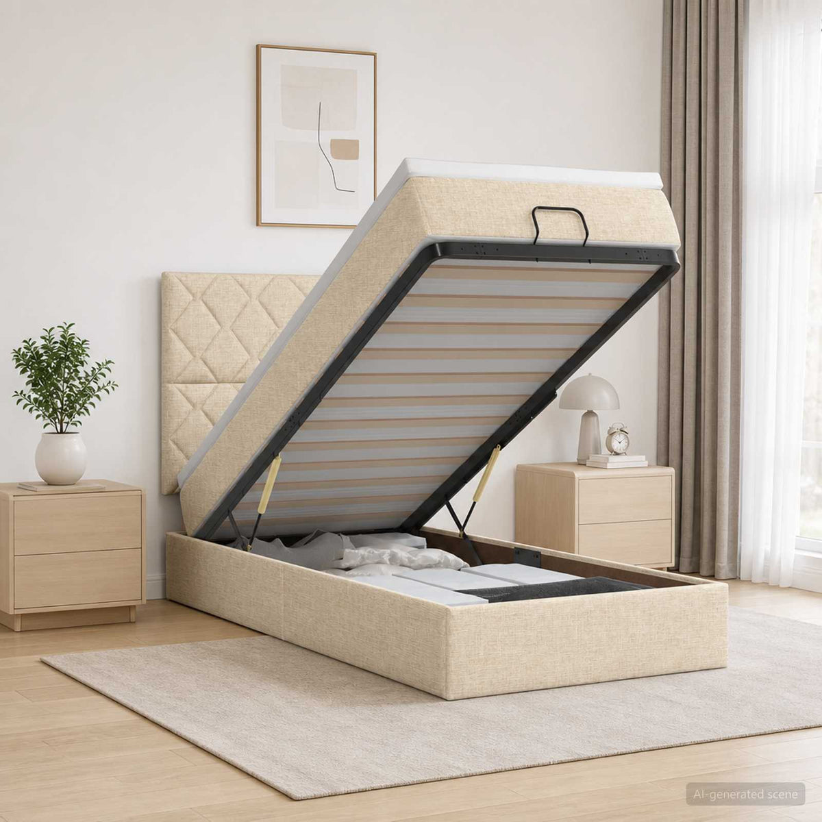 Krevet od pjene s madracem i LED-om Krem 80 x 200 cm Tkanina