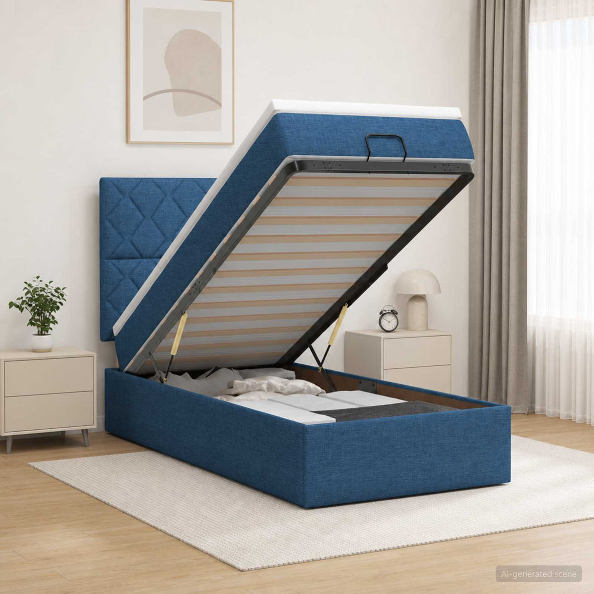 Krevet od pjene s madracem i LED-om Plava 80 x 200 cm Tkanina