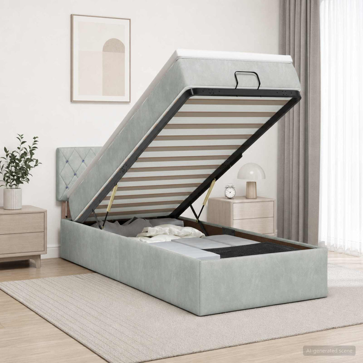 Krevet od pjene s madracem i LED-om Svjetlosiva 90 x 190 cm
