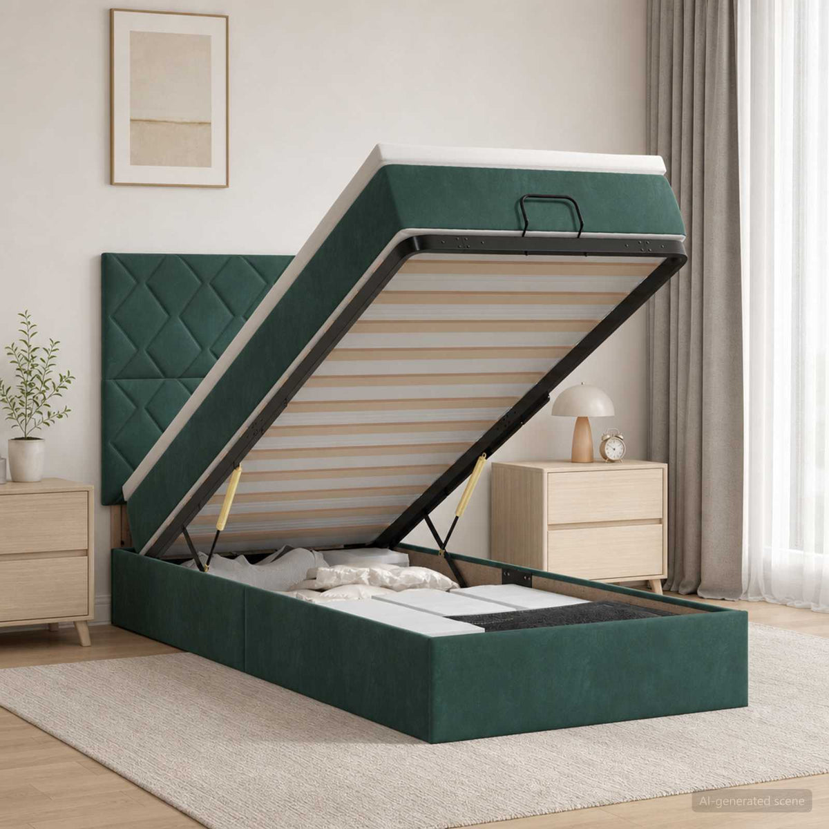 Krevet od pjene s madracem i LED-om Tamnozelena 90 x 190 cm