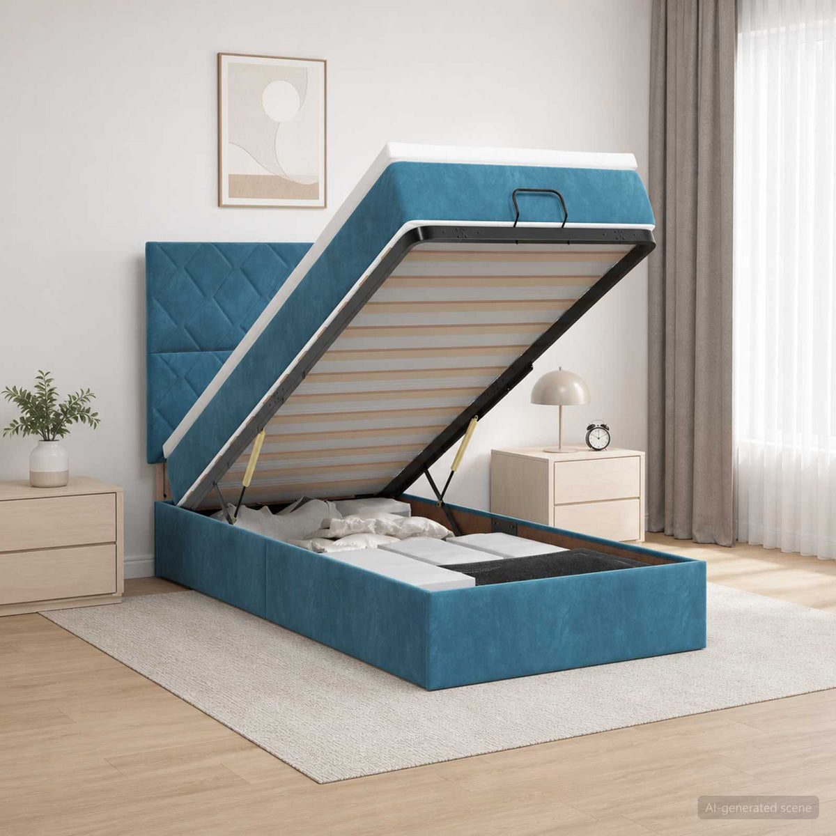 Krevet od pjene s madracem i LED-om Tamno plava 90 x 200 cm