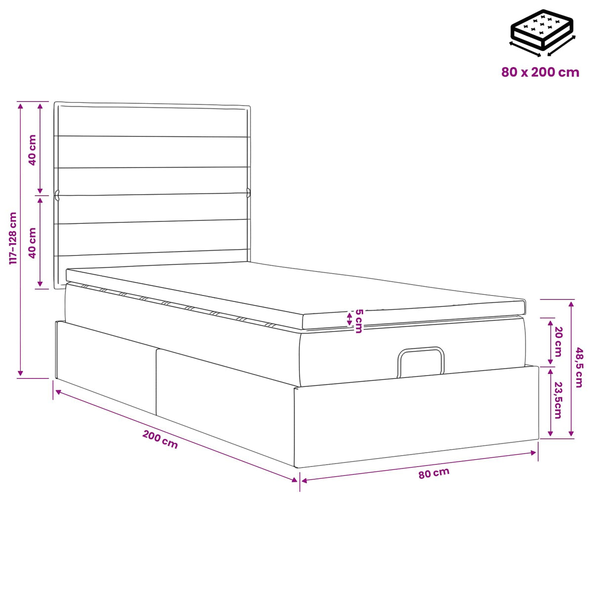 Krevet od pjene s madracem i LED-om Svjetlosiva 80 x 200 cm