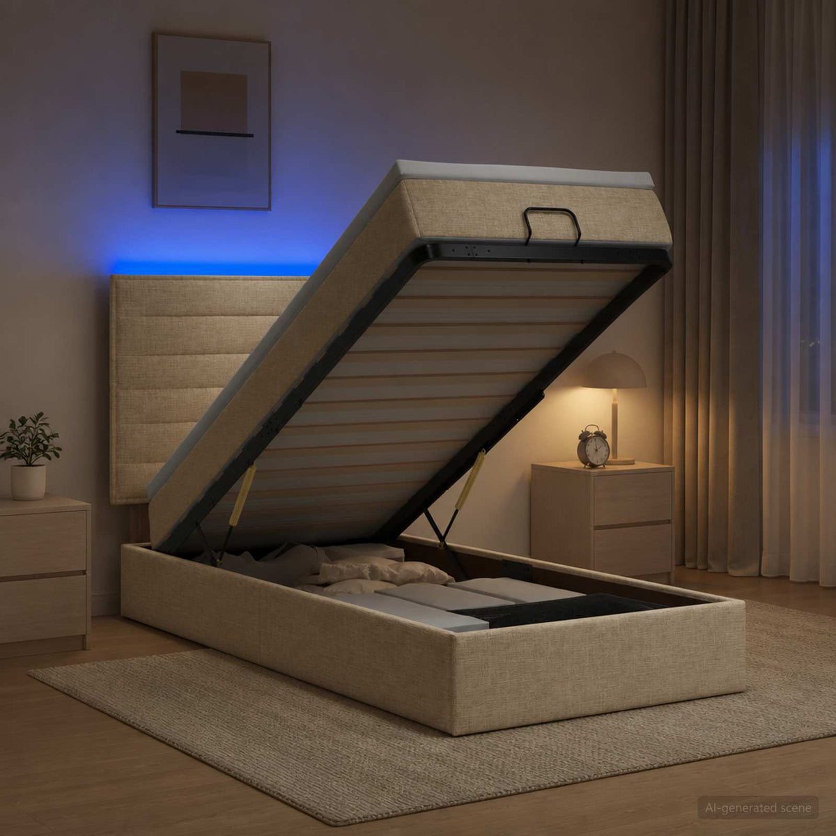 Krevet od pjene s madracem i LED-om Krem 80 x 200 cm Tkanina