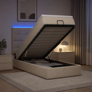 Krevet od pjene s madracem i LED-om Krem 100 x 200 cm Tkanina