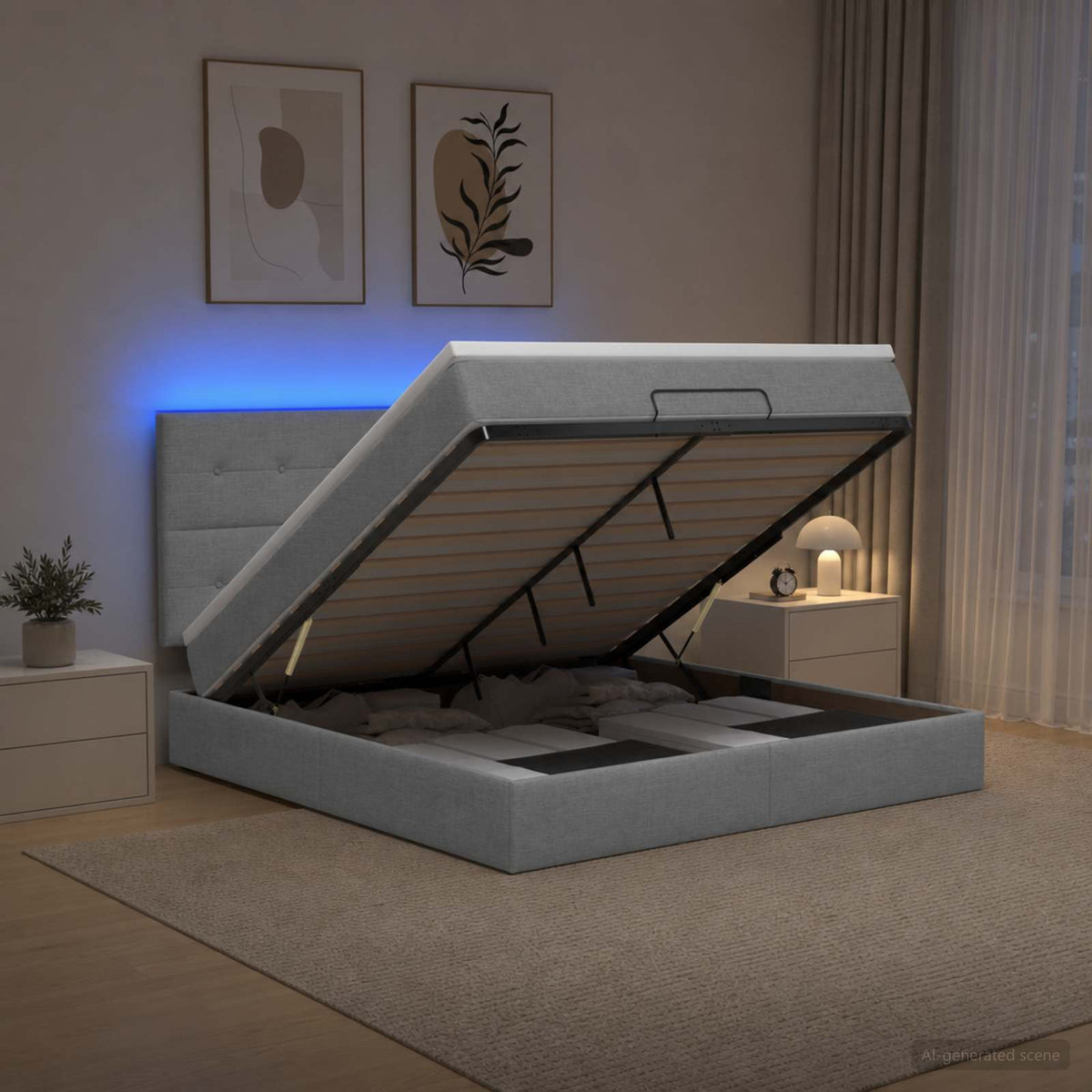 Krevet od pjene s madracem i LED-om Svjetlosiva 140 x 190 cm