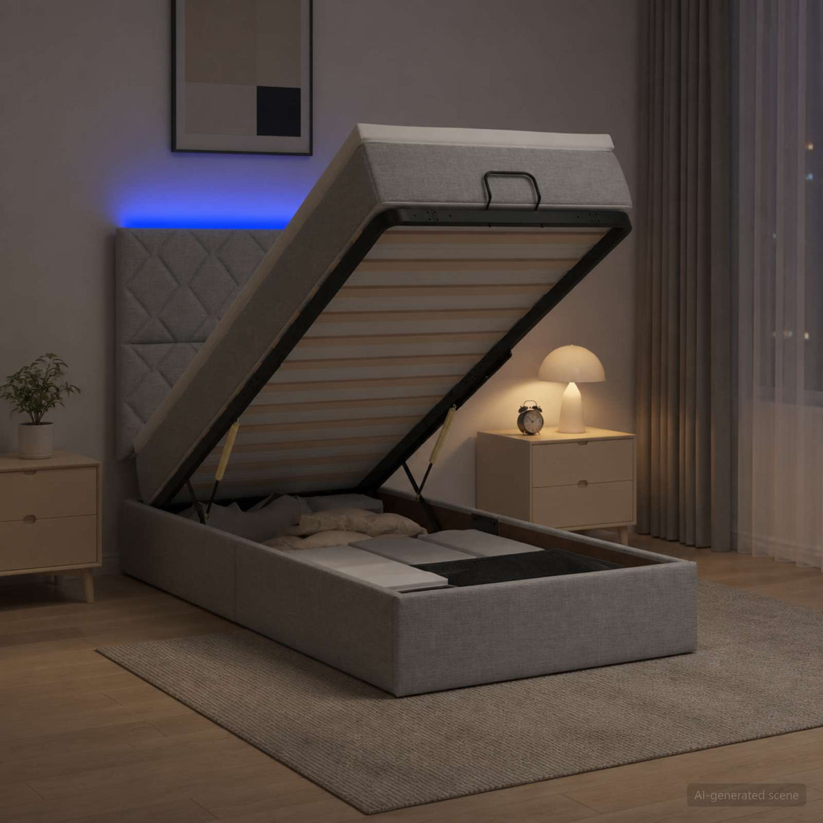 Krevet od pjene s madracem i LED-om Svjetlosiva 90 x 190 cm