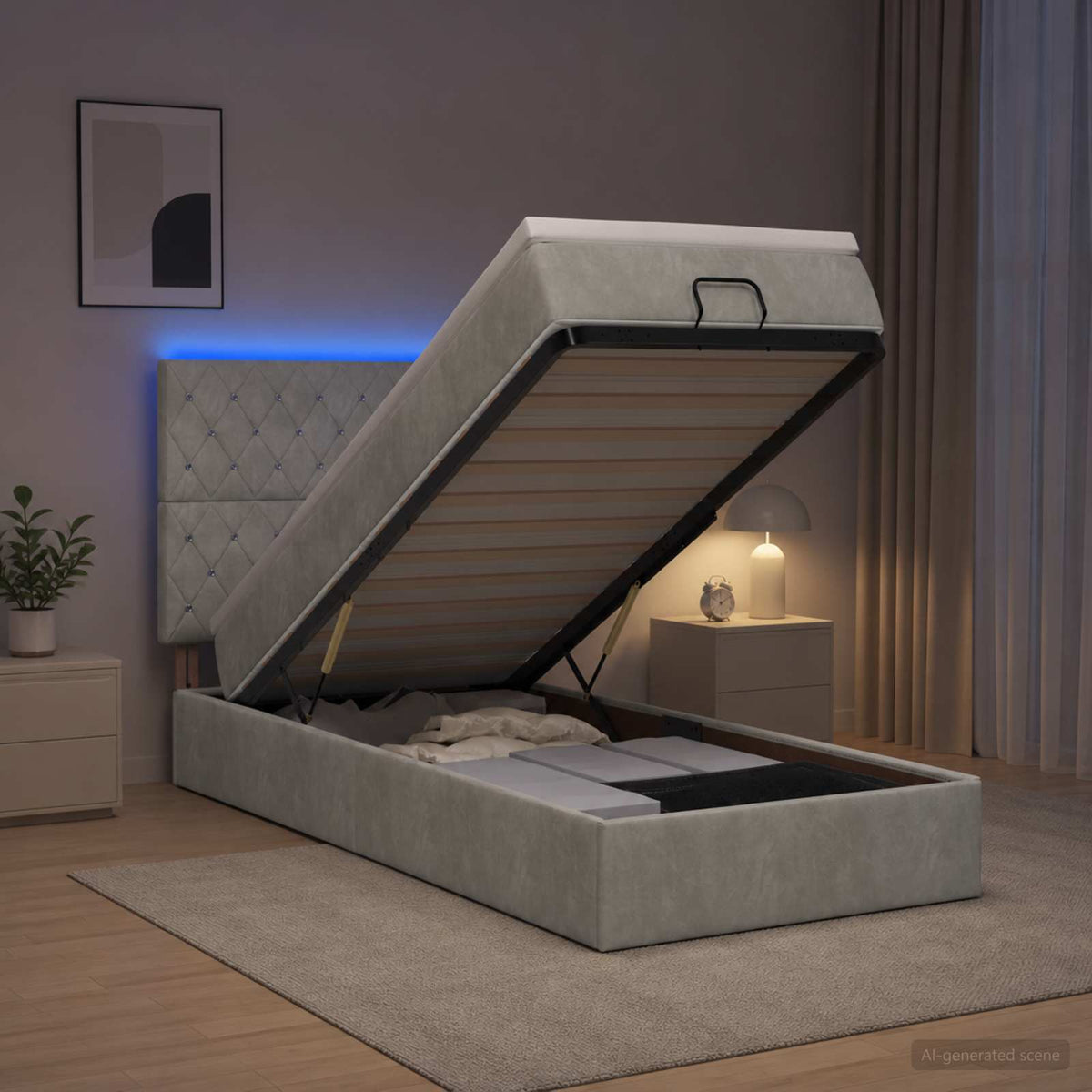 Krevet od pjene s madracem i LED-om Svjetlosiva 90 x 190 cm