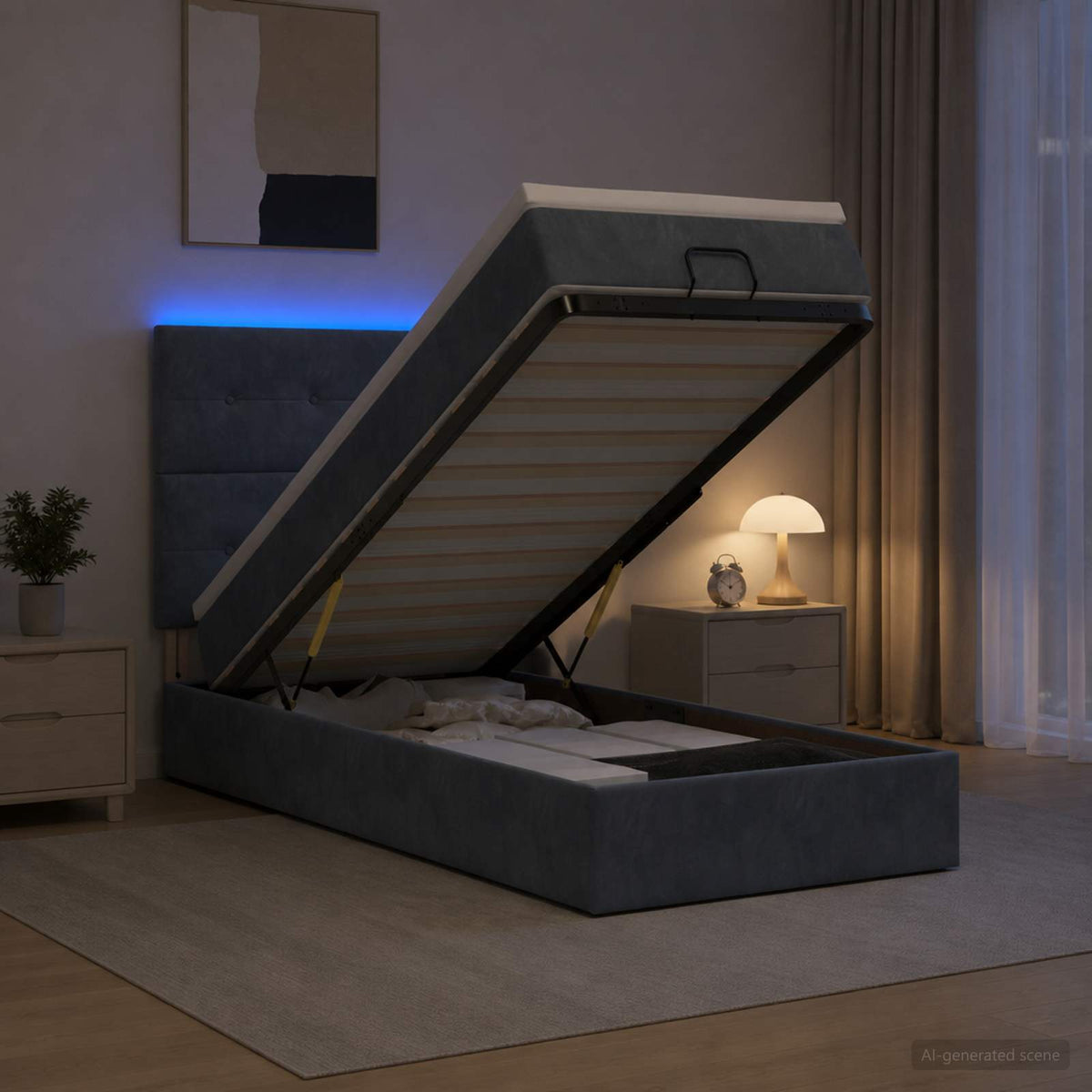 Krevet od pjene s madracem i LED-om Tamnosiva 80 x 200 cm
