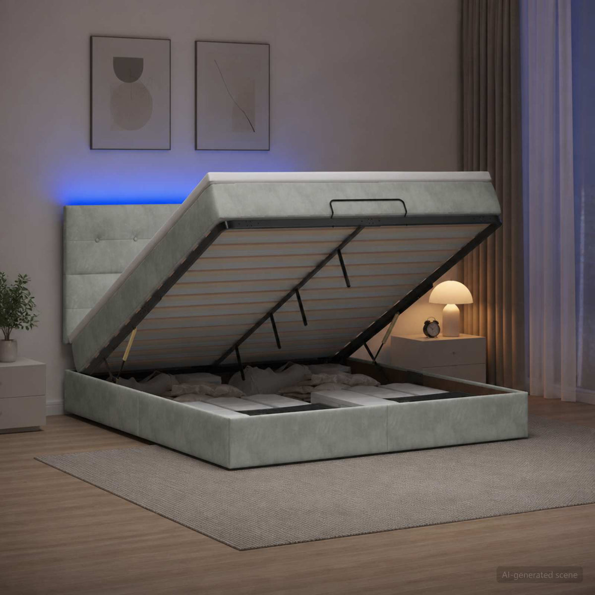 Krevet od pjene s madracem i LED-om Svjetlosiva 140 x 190 cm