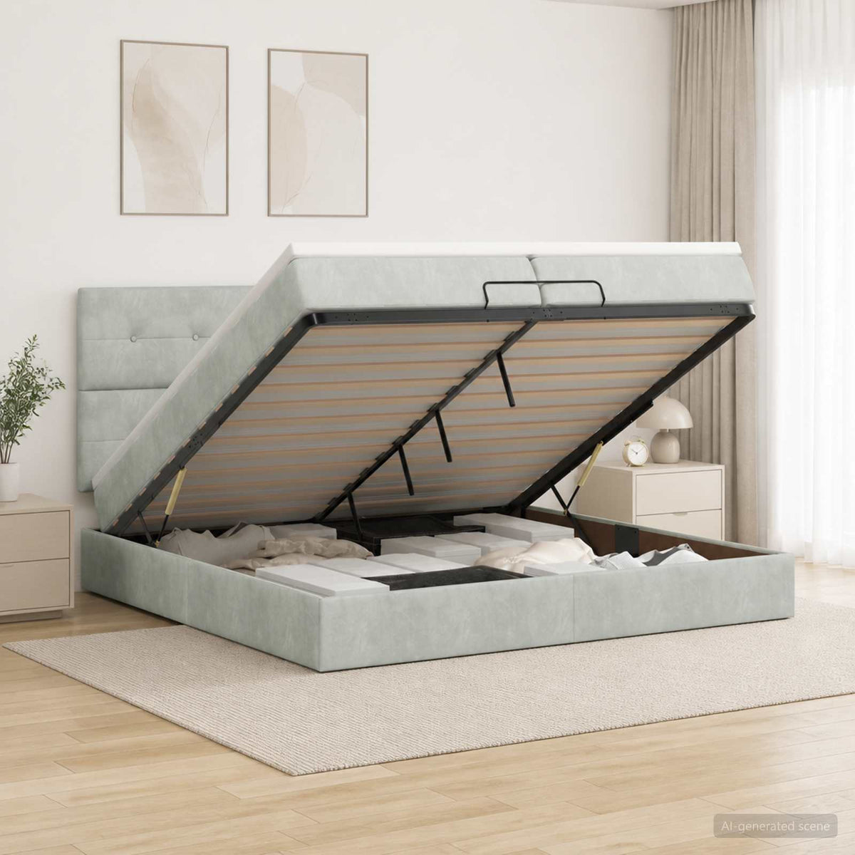 Podesivi krevet s madracem Svjetlosiva 200 x 200 cm Baršun