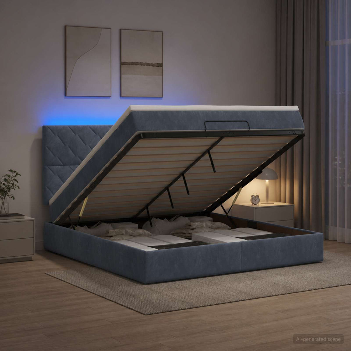 Krevet od pjene s madracem i LED-om Tamnosiva 140 x 190 cm