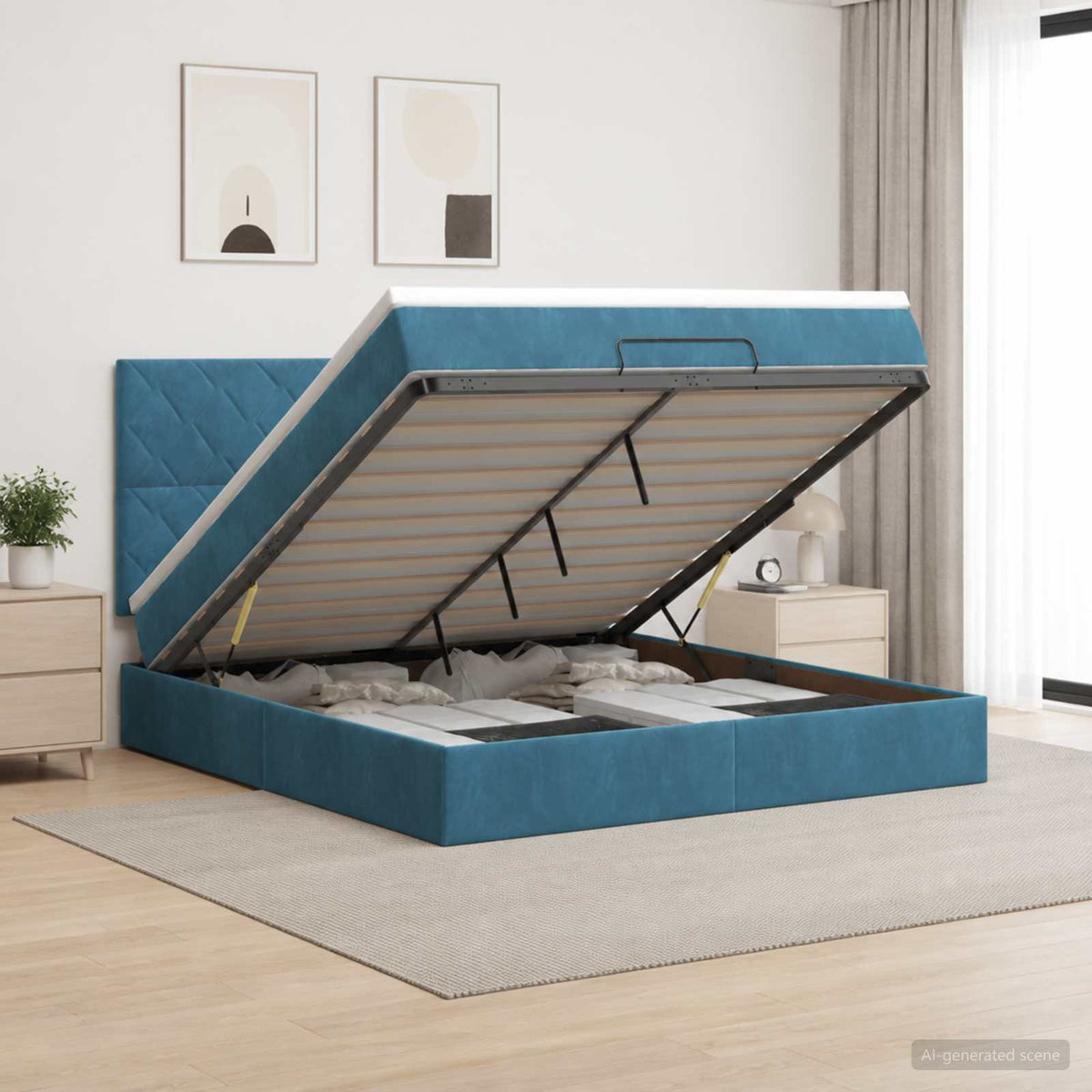Krevet od pjene s madracem i LED-om Tamno plava 160 x 200 cm