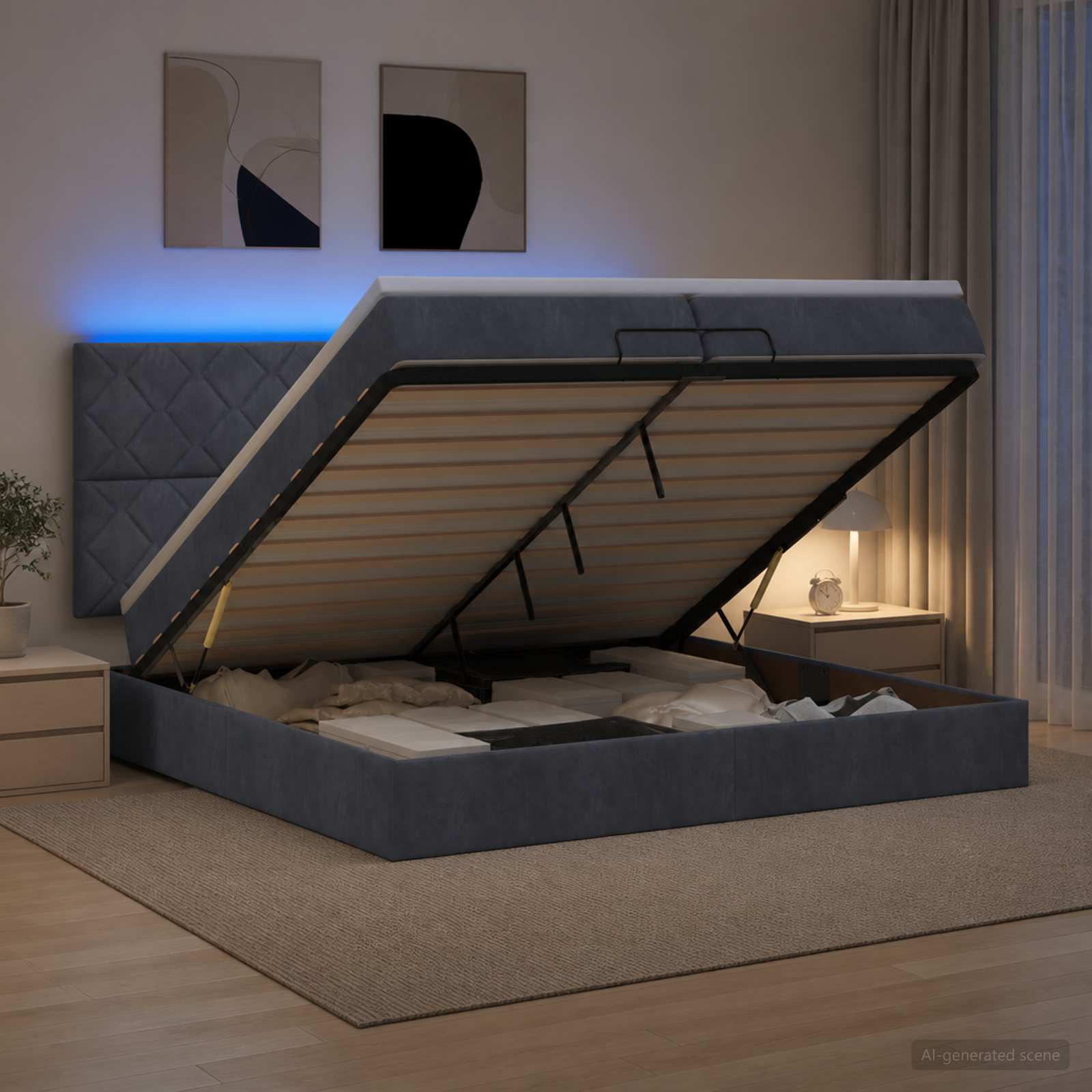Krevet od pjene s madracem i LED-om Tamnosiva 200 x 200 cm