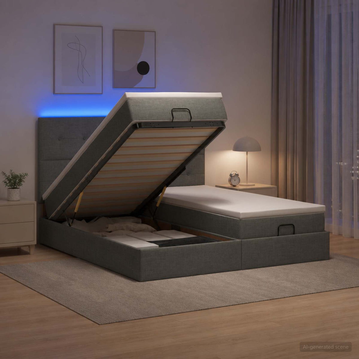 Krevet od pjene s madracem i LED-om Tamnosiva 200 x 200 cm