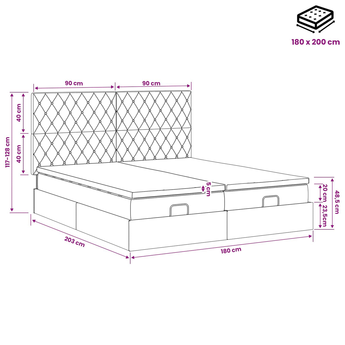 Krevet od pjene s madracem i LED-om Svjetlosiva 180 x 200 cm