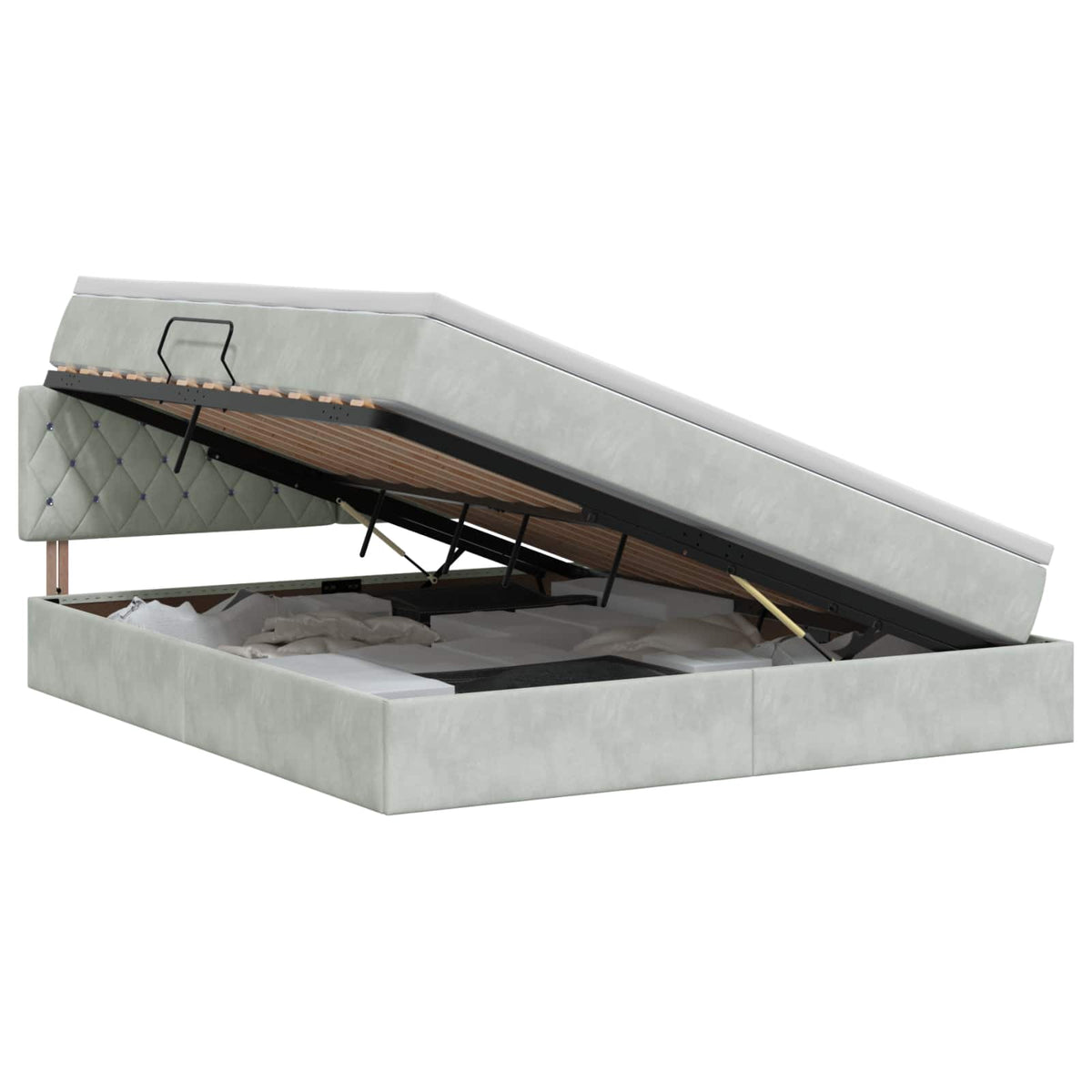 Krevet s od storage Svjetlosiva 140 x 200 cm Baršun