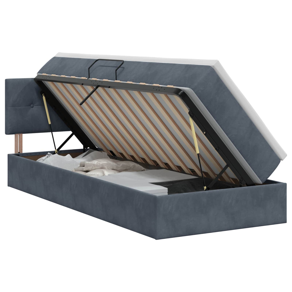 Krevet s od storage s uzglavljem Tamnosiva 90 x 190 cm Baršun