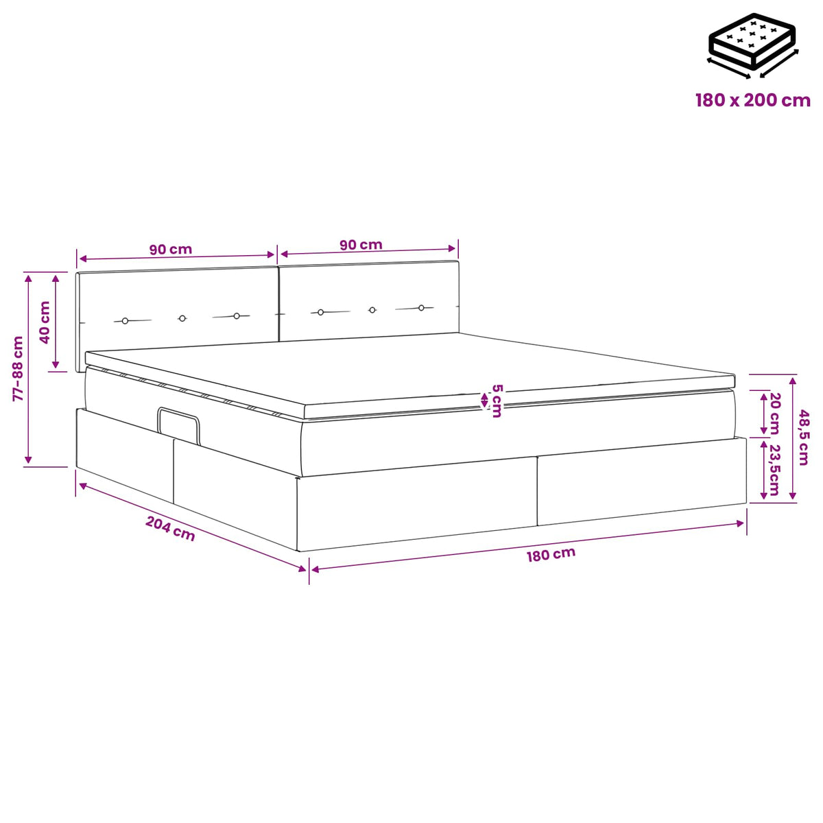 Krevet s od storage Svjetlosiva 180 x 200 cm Baršun