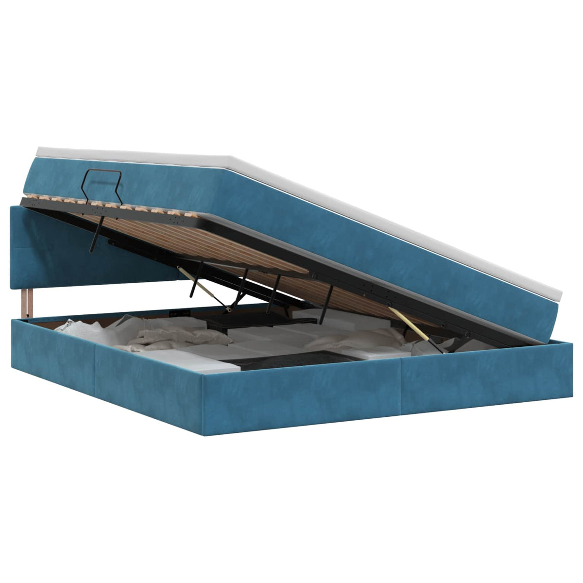 Krevet s od storage Tamno plava 180 x 200 cm Baršun