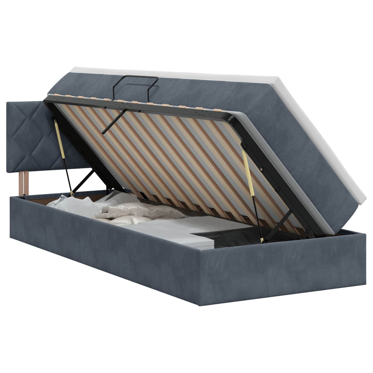 Krevet s od storage s uzglavljem Tamnosiva 90 x 190 cm Baršun