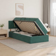 Krevet s od storage Tamnozelena 100 x 200 cm Baršun