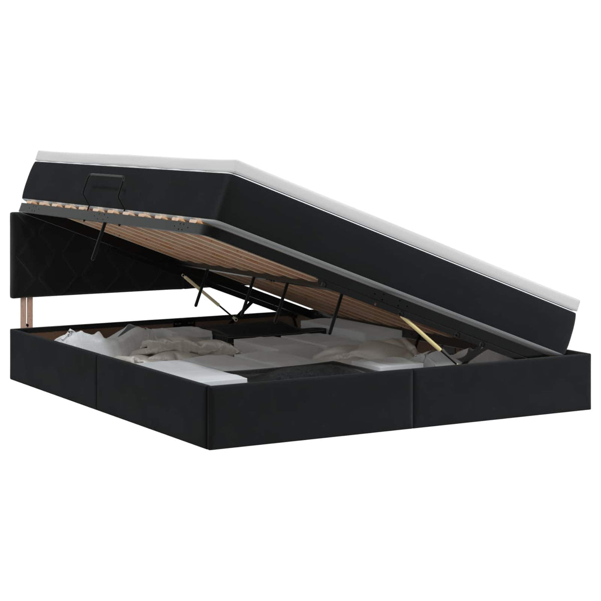 Krevet s od storage s uzglavljem Crna 180 x 200 cm Baršun