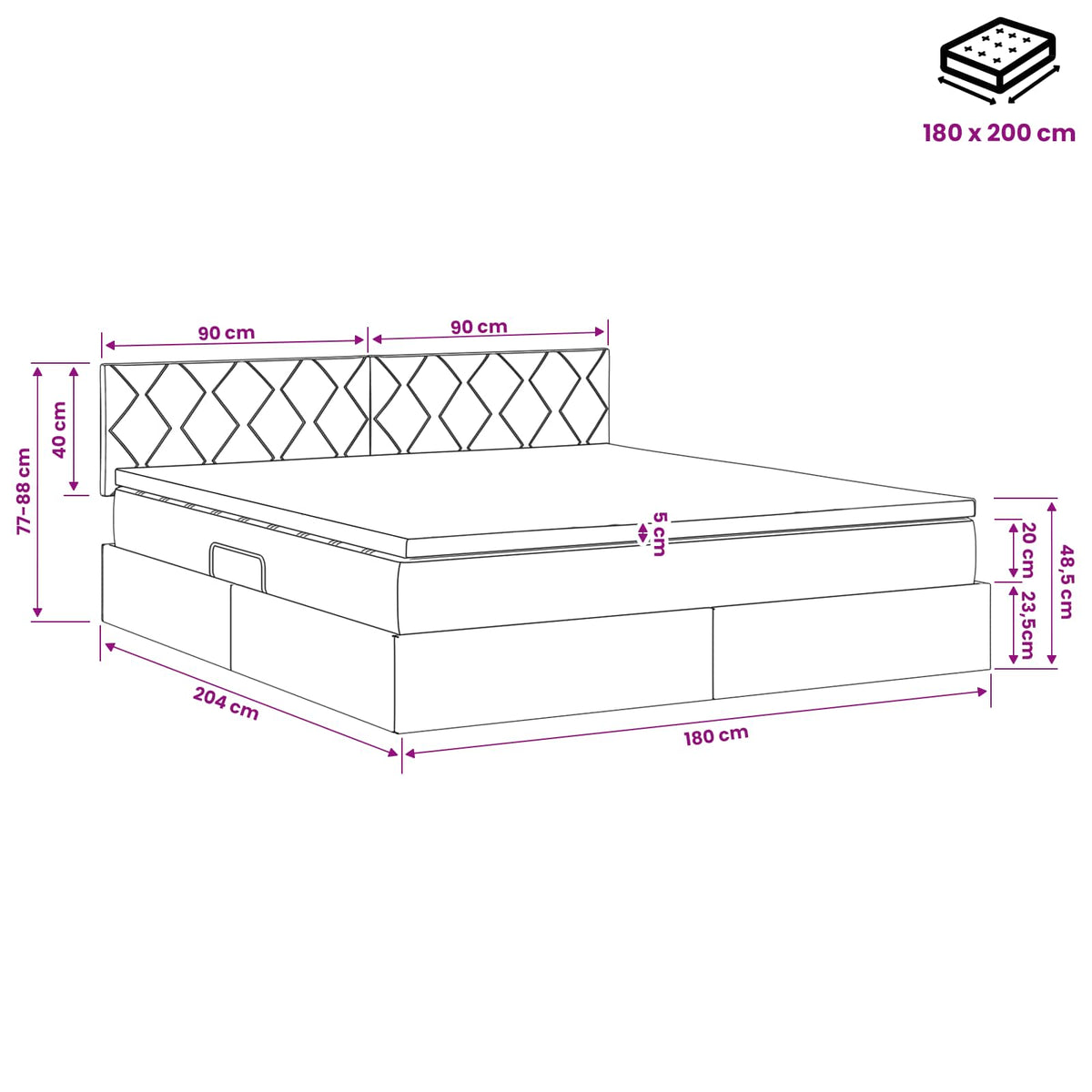 Krevet s od storage Tamno plava 180 x 200 cm Baršun