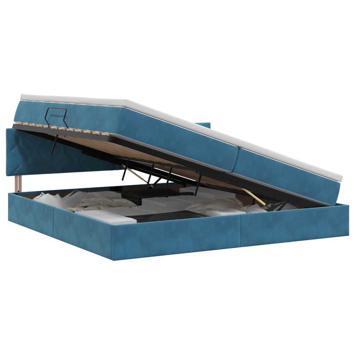 Krevet s od storage Tamno plava 200 x 200 cm Baršun