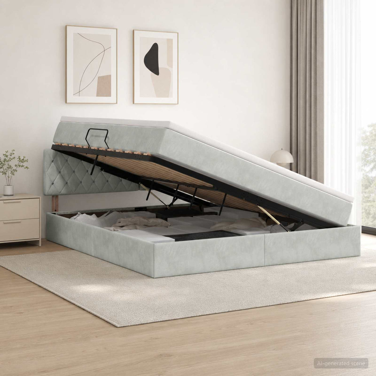 Krevet s od storage Svjetlosiva 180 x 200 cm Baršun