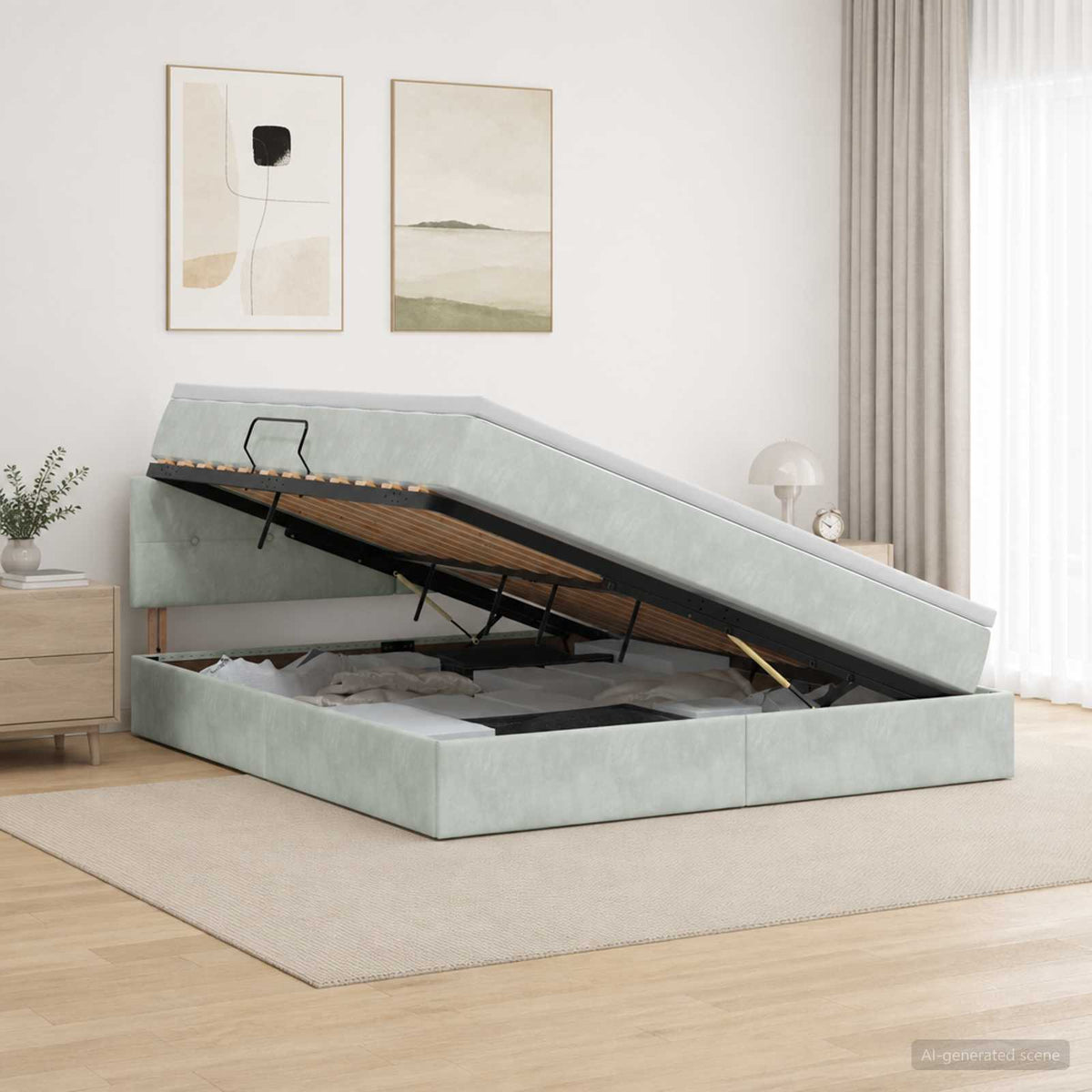 Krevet s od storage Svjetlosiva 180 x 200 cm Baršun