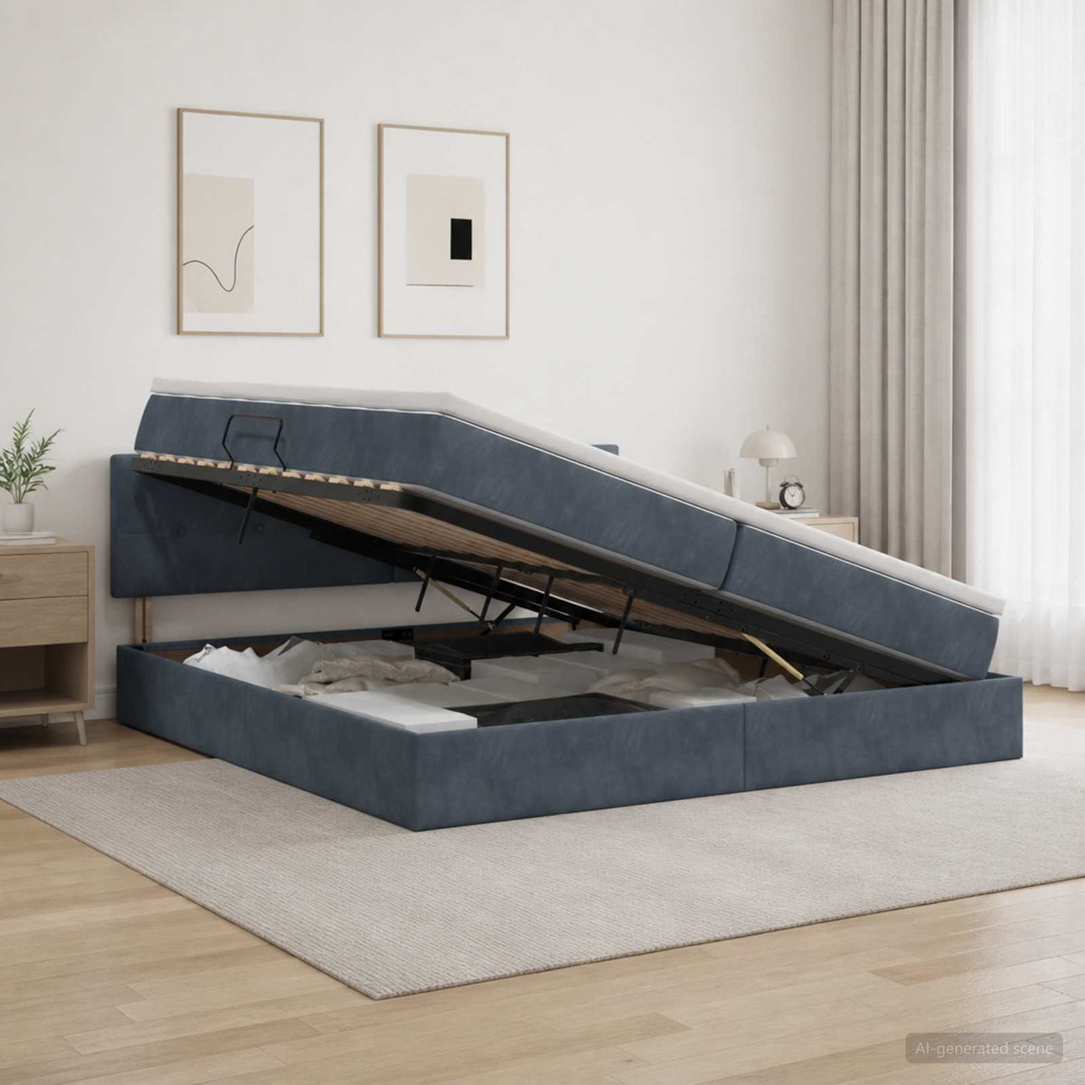 Krevet s od storage s uzglavljem Tamnosiva 200 x 200 cm Baršun