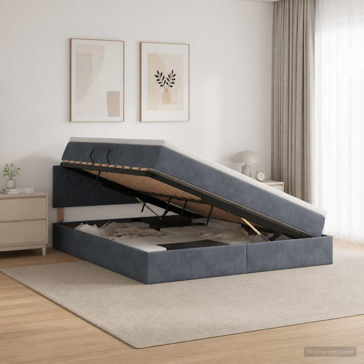 Krevet s od storage s uzglavljem Tamnosiva 180 x 200 cm Baršun