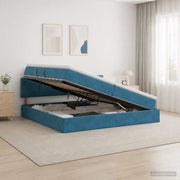Krevet s od storage Tamno plava 200 x 200 cm Baršun
