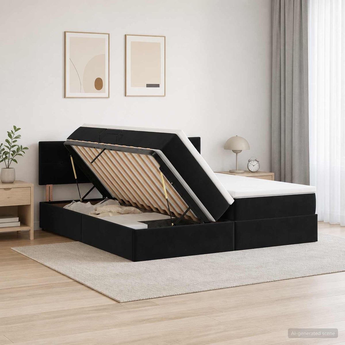 Krevet s od storage s madracem Svijetlo siva 90 x 200 cm